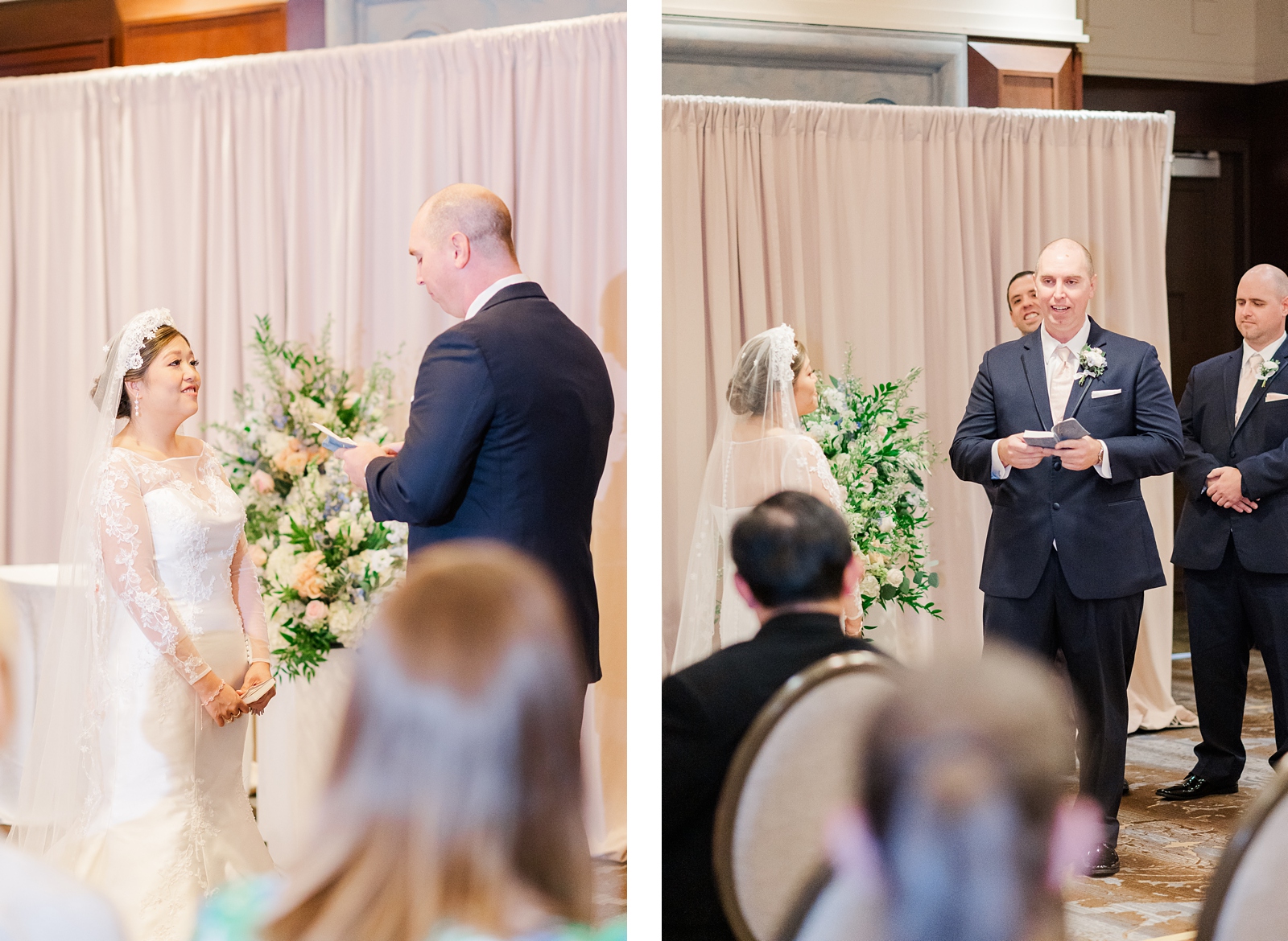 Wedding Ceremony with Pink Details at the Richmond Omni Hotel. Photography by Virginia Wedding Photographer Kailey Brianne Photography.