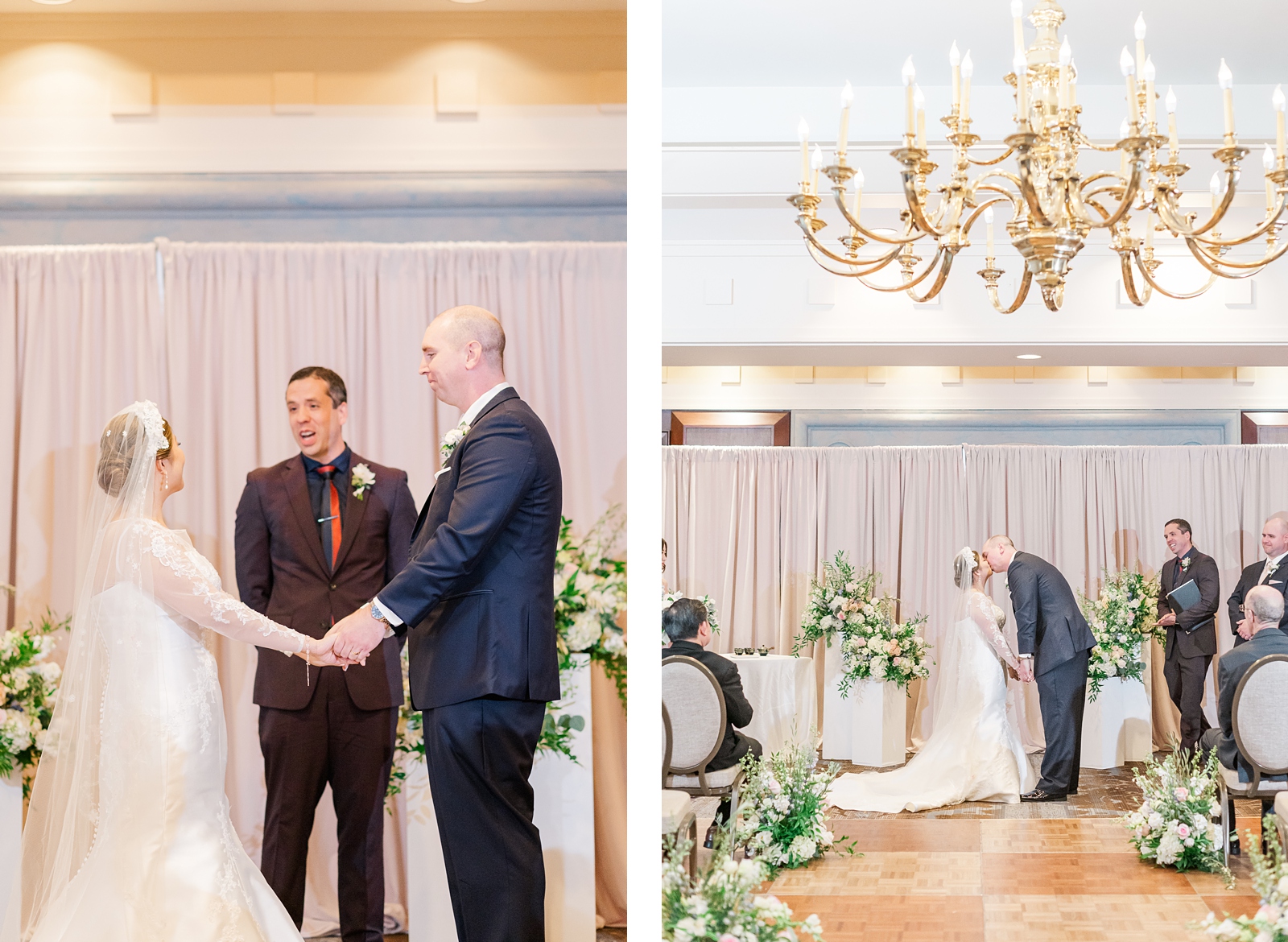 Intimate Wedding Ceremony with Pink Details at the Omni Hotel. Richmond Intimate Wedding Photographer Kailey Brianne Photography.