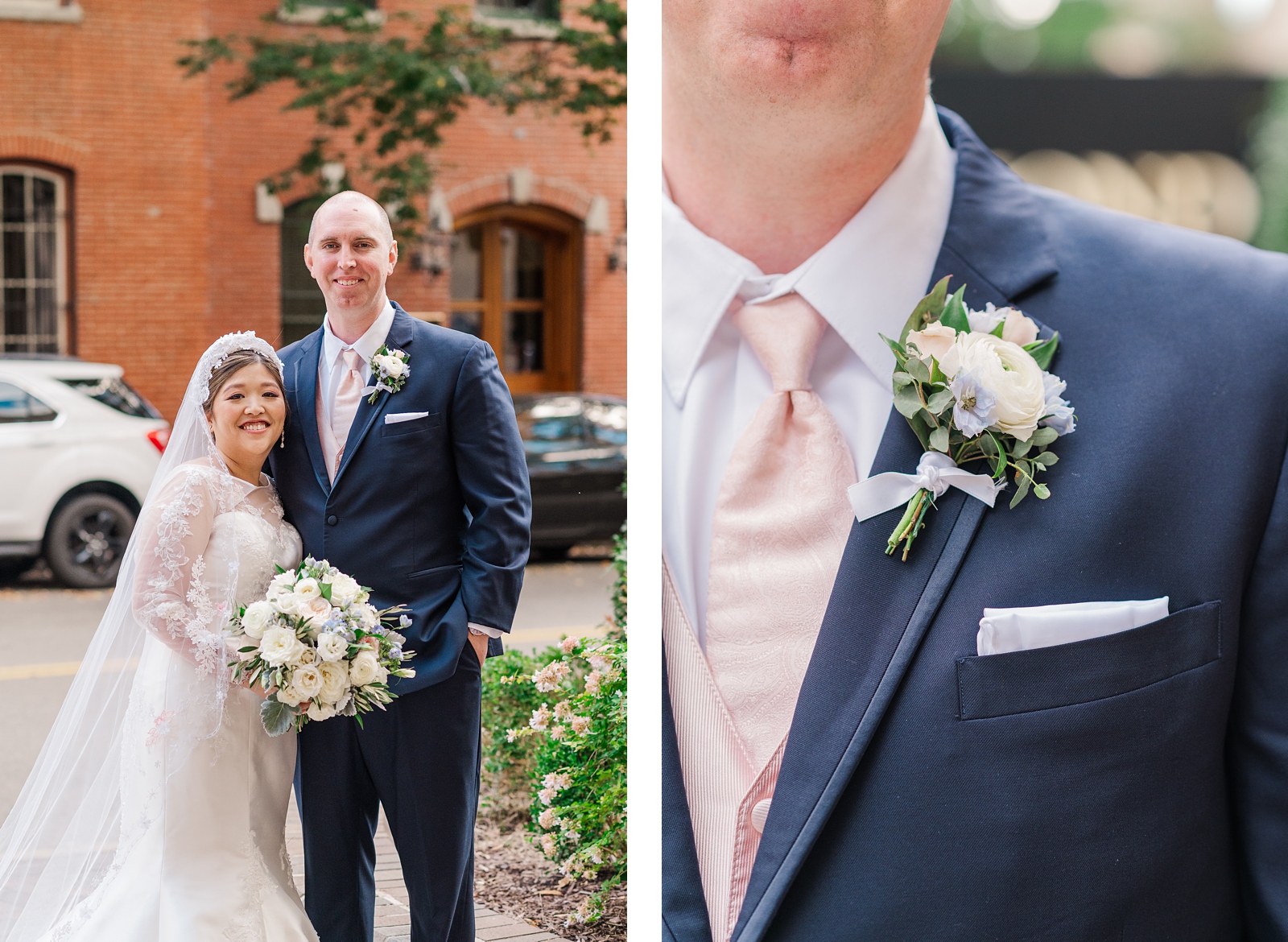 Bride and Groom Portraits at Richmond Omni Hotel Intimate Wedding. Photography by Virginia Wedding Photographer Kailey Brianne Photography. 
