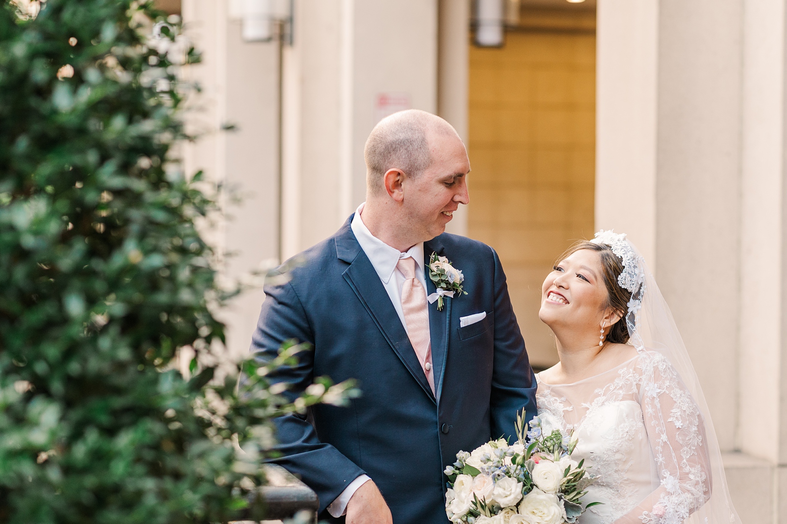 Bride and Groom Portraits at Richmond Omni Hotel Intimate Wedding. Photography by Virginia Wedding Photographer Kailey Brianne Photography. 

