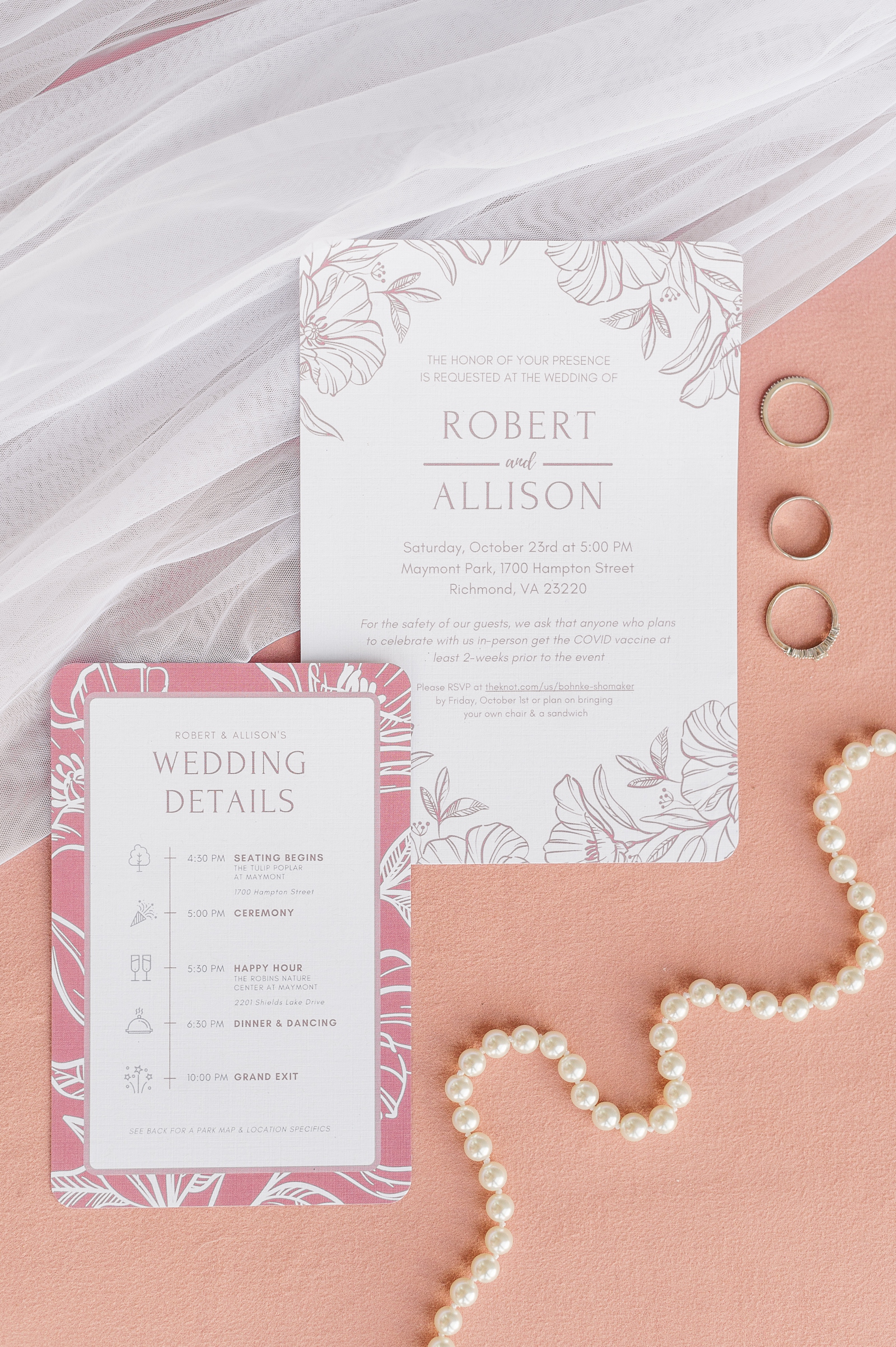 Pink Invitation Suite for Colorful Wedding. Virginia Wedding Photographer Kailey Brianne Photography.