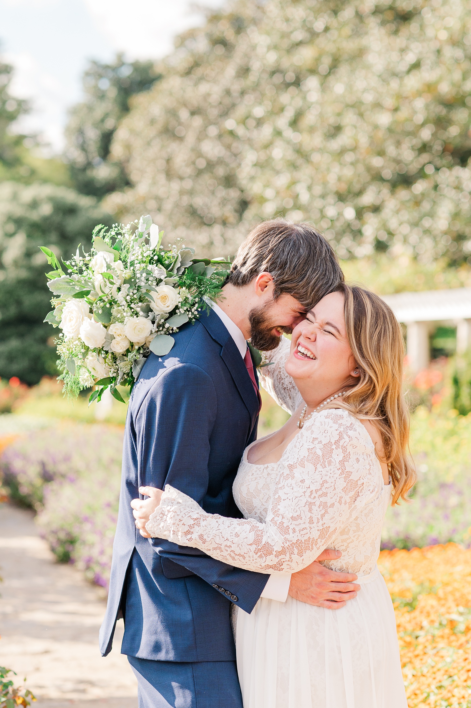 Bride and Groom Portraits in Maymont Italian Gardens. Richmond Wedding Photography by Kailey Brianne Photography.