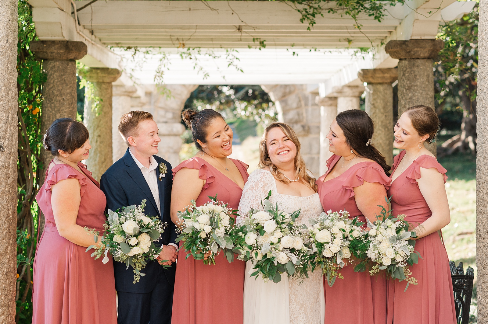 Bridal Party Portraits in the Italian Gardens at Maymont wedding with Richmond Florist Vogue Flowers. Richmond Wedding Photographer Kailey Brianne Photography.