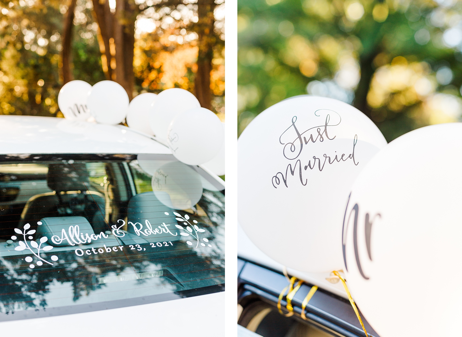 Decorated Car at Maymont Wedding Reception. By Wedding Photographer Kailey Brianne Photography.