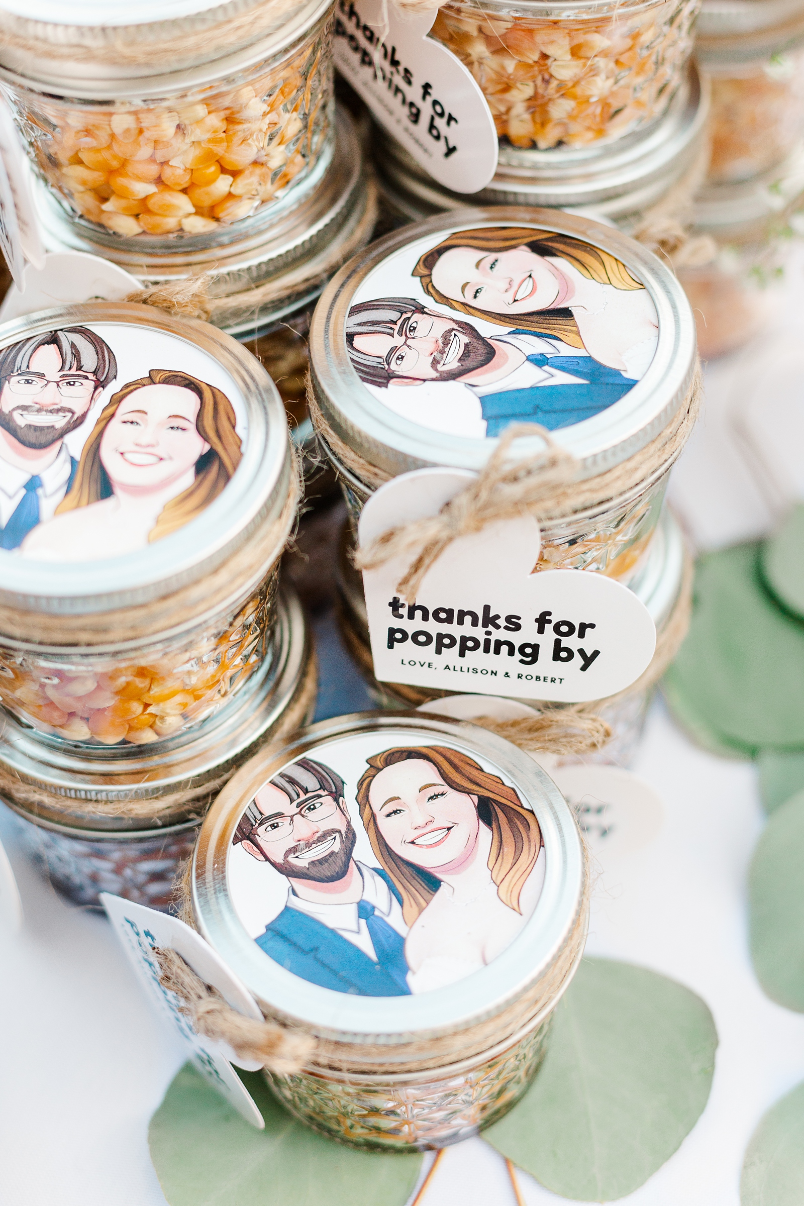 Colorful Personalized Popcorn Wedding Favors at a Richmond Wedding. By Wedding Photographer Kailey Brianne Photography.