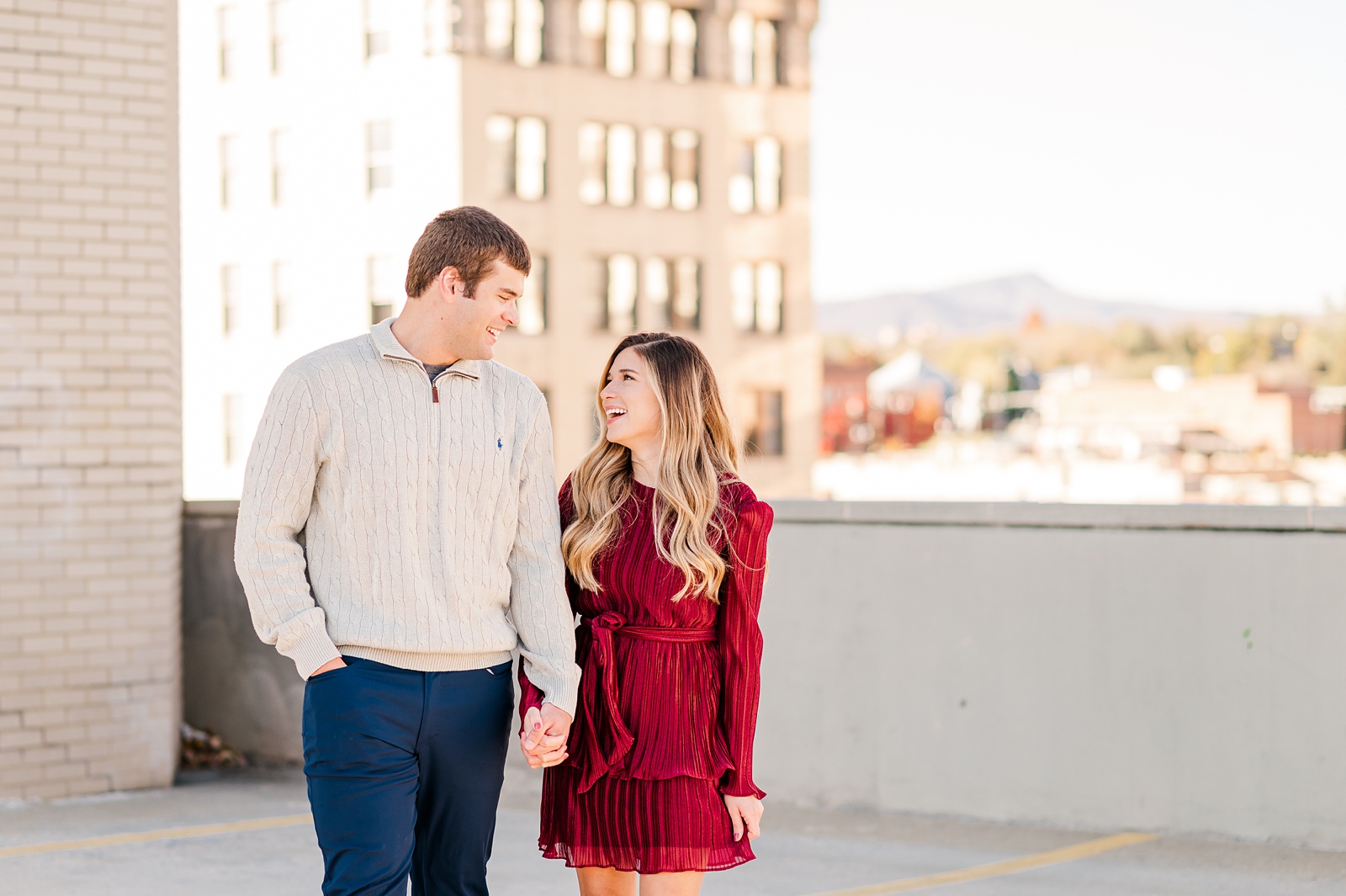Downtown Roanoke Engagement Session on Rooftop by Virginia Wedding Photographer Kailey Brianne Photography 
