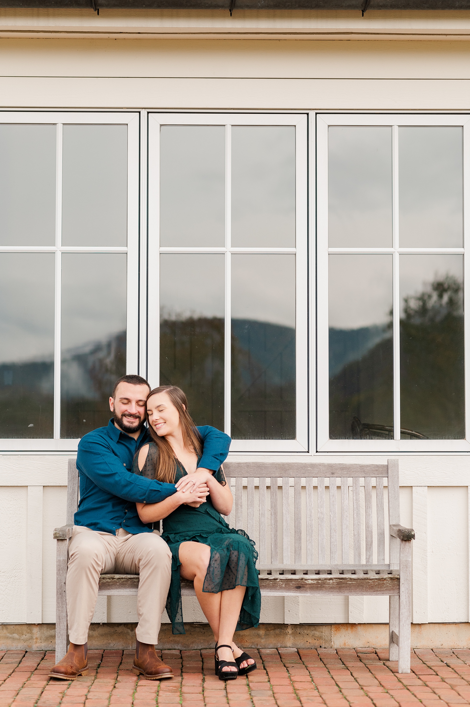 King Family Vineyards Engagement Session with Green Dress. Virginia Wedding Photographer Kailey Brianne Photography 