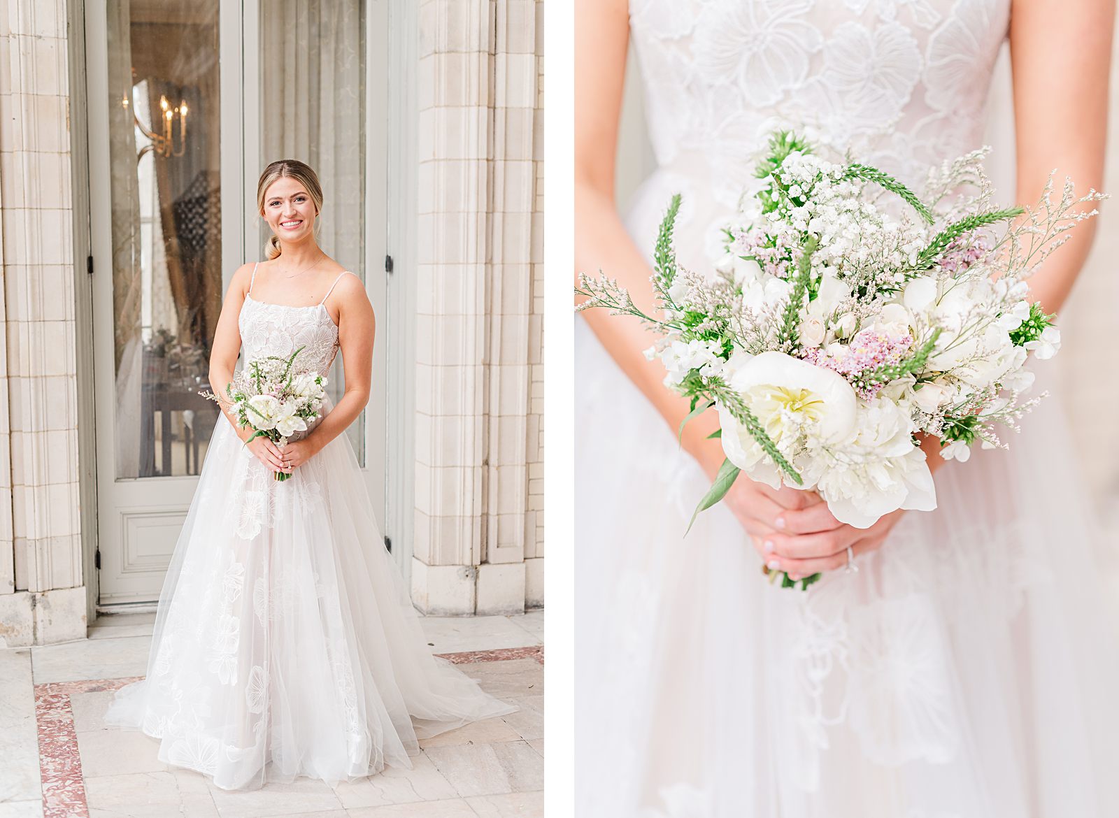 Bridal Portraits with Anthropologie BHLDN Dress at Jefferson Hotel Winter Wedding. Richmond Wedding Photographer Kailey Brianne Photography