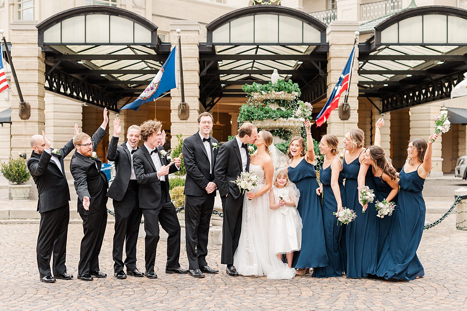 Jefferson Hotel Winter Wedding Bridal Party Portraits. Virginia Wedding Photographer Kailey Brianne Photography