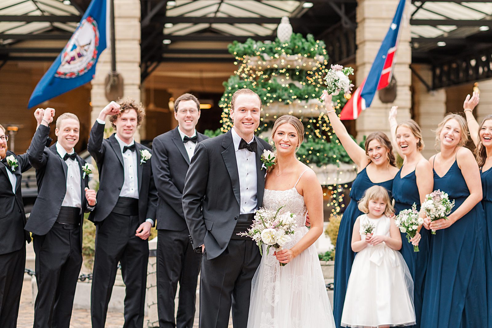 Jefferson Hotel Winter Wedding Bridal Party Portraits. Virginia Wedding Photographer Kailey Brianne Photography