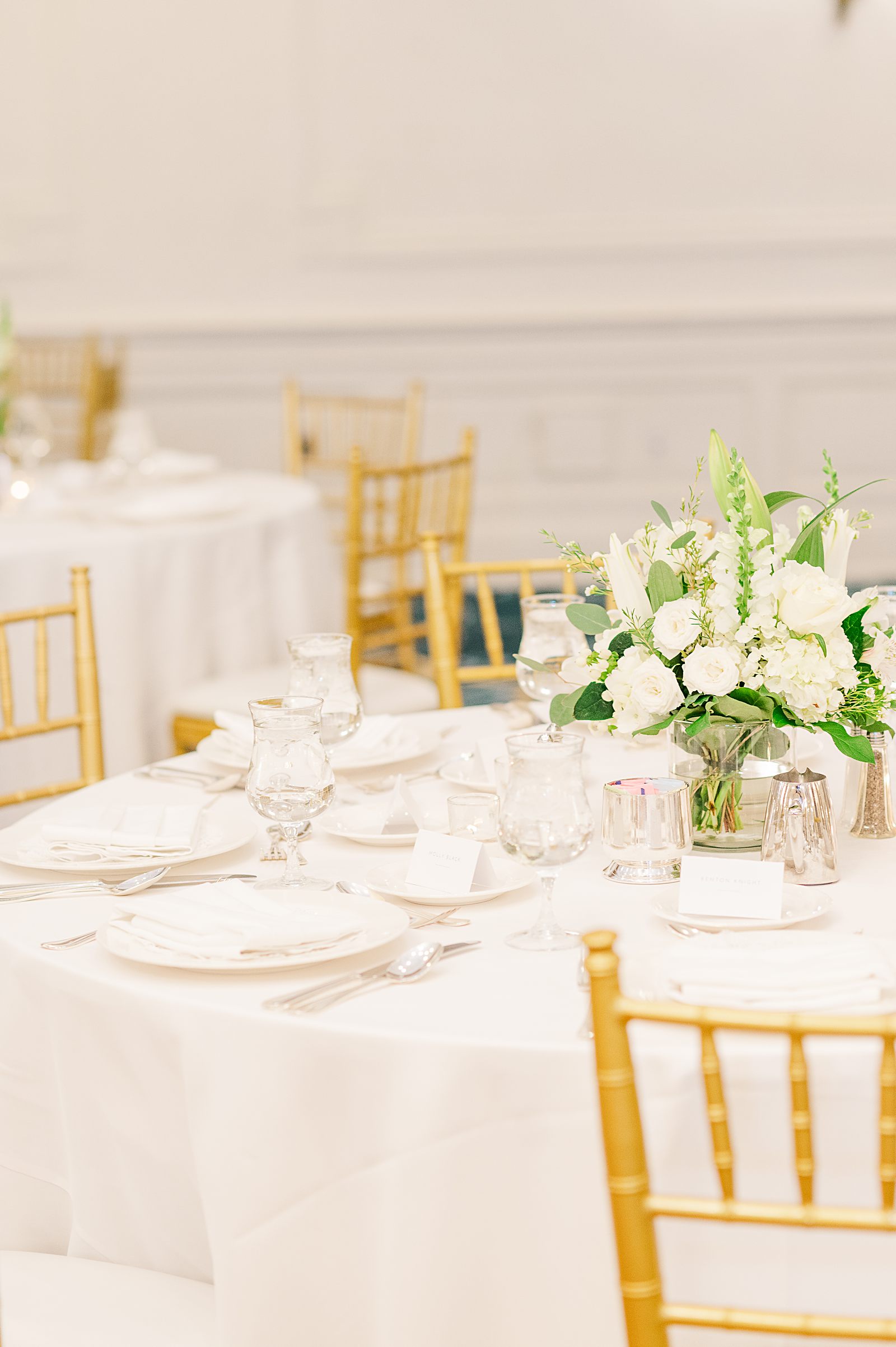 Reception Decorations at Jefferson Hotel Wedding. Richmond Wedding Photographer Kailey Brianne Photography