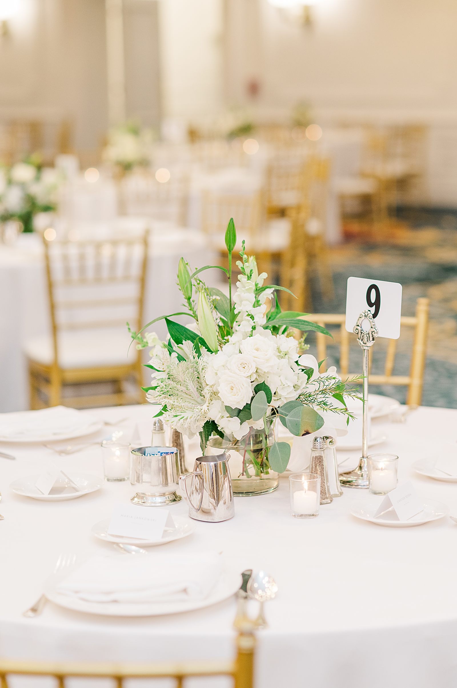 Reception Decorations at Jefferson Hotel Wedding. Richmond Wedding Photographer Kailey Brianne Photography