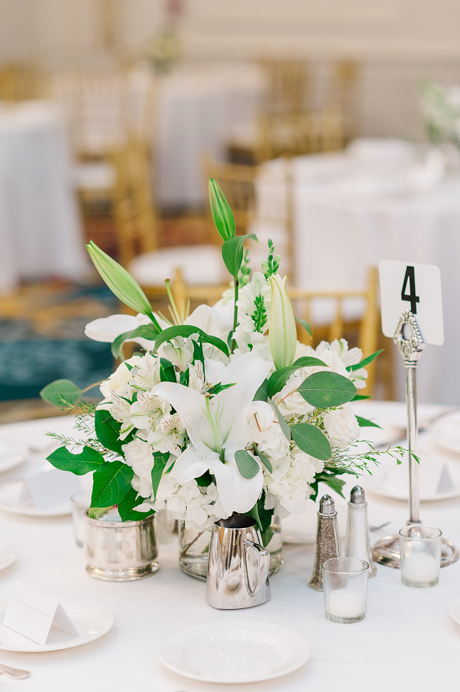 Reception Decorations at Jefferson Hotel Wedding. Richmond Wedding Photographer Kailey Brianne Photography