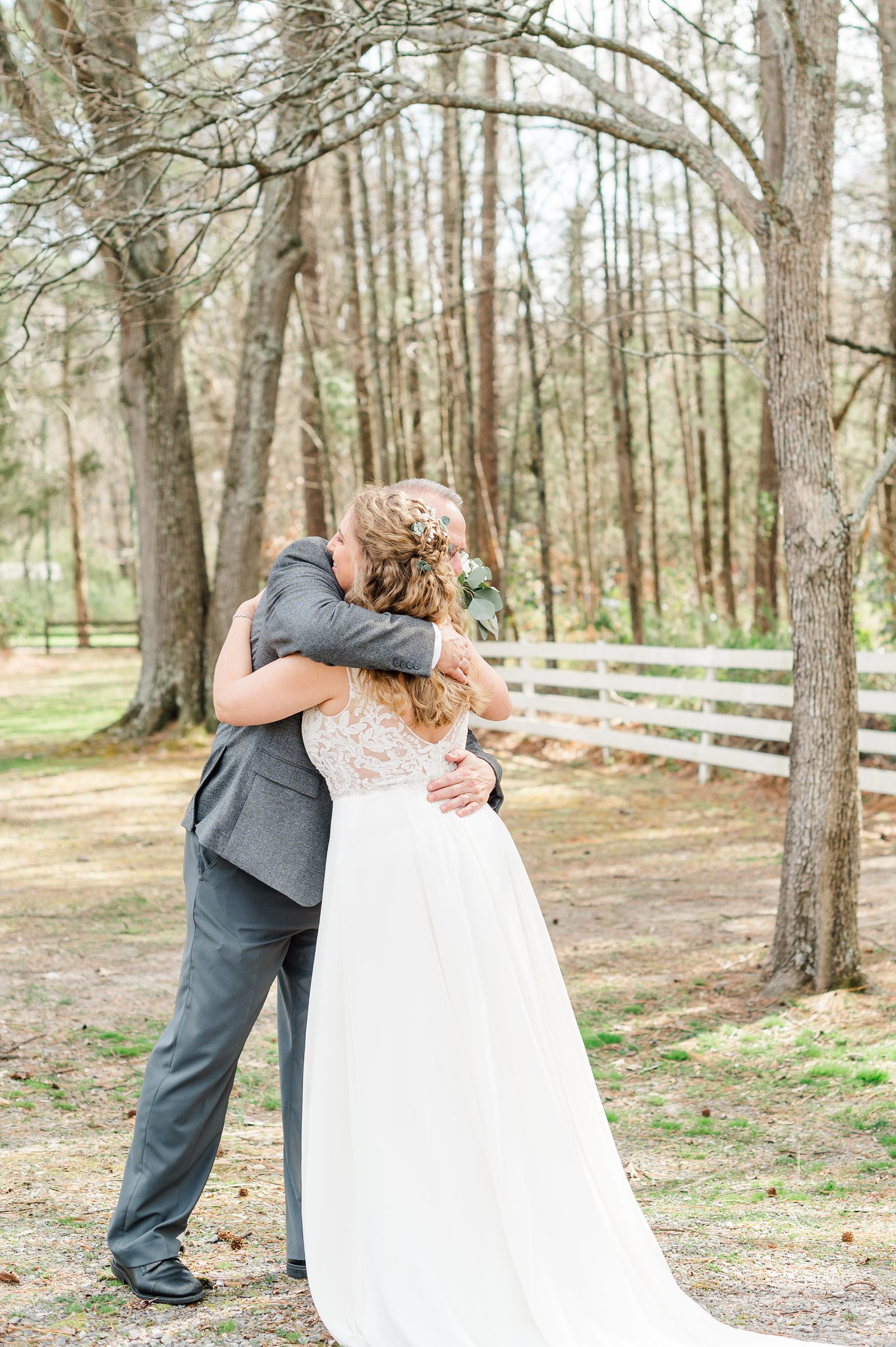 Father Daughter First Look during Spring Virginia Cliffe Inn Wedding. Richmond Wedding Photographer Kailey Brianne Photography. 