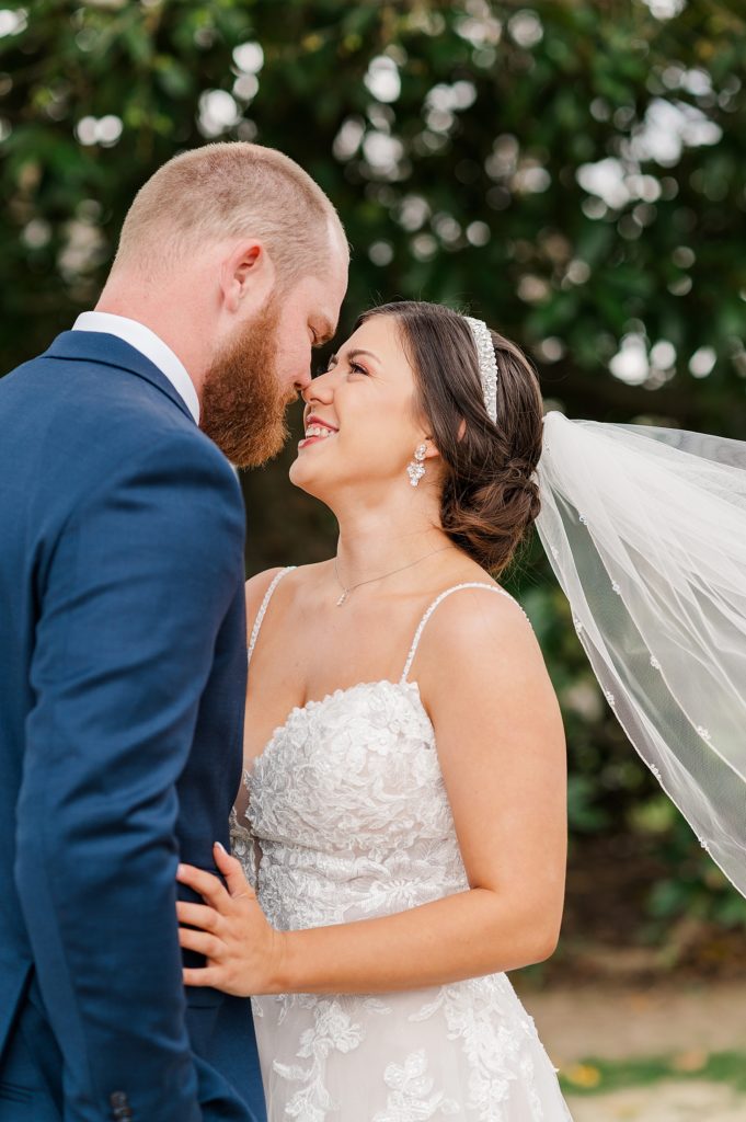 Bride and Groom First Look at Waverly Estate by Virginia Wedding Photographer 