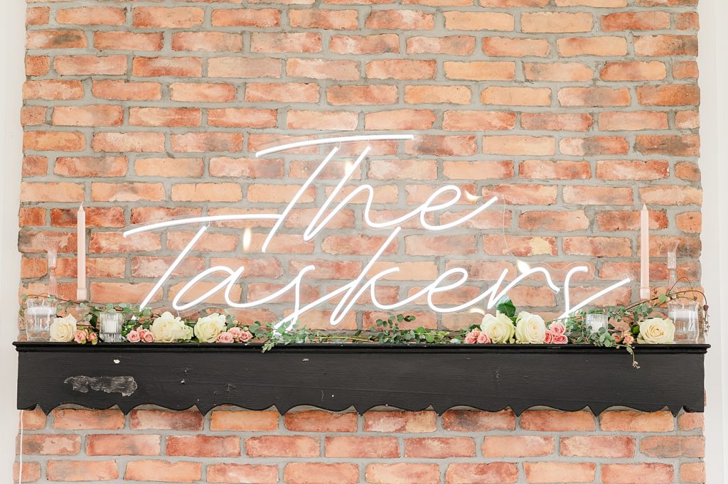 Custom Neon Sign with Last Names for Spring Waverly Estate Wedding Reception. 