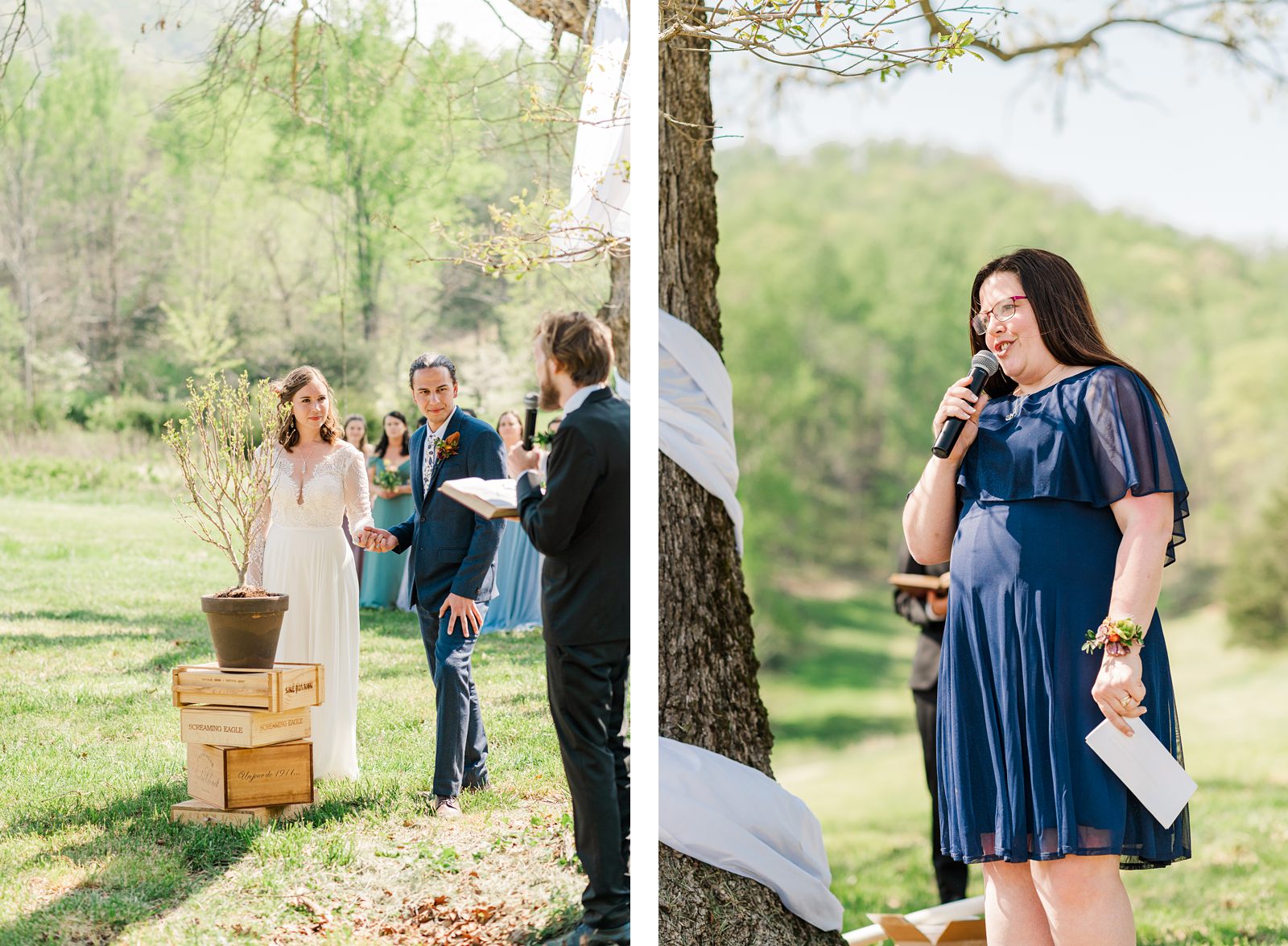 Outdoor Cove Ceremony with Unity Tree at Charlottesville Wedding Virginia Wedding Photographer