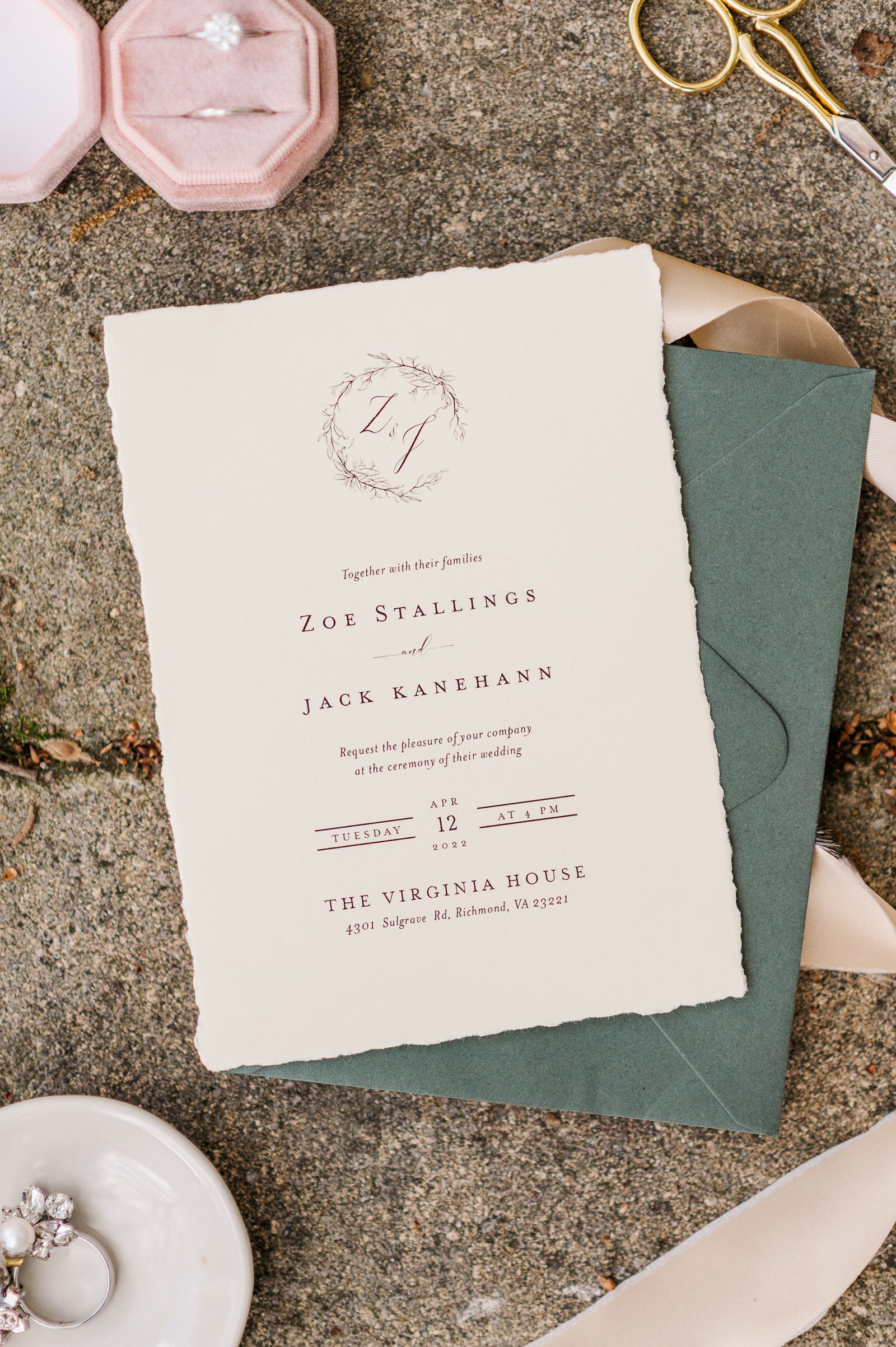 Invitation Suite for an Intimate Virginia House Wedding by Richmond Wedding Photographer Kailey Brianne Photography.