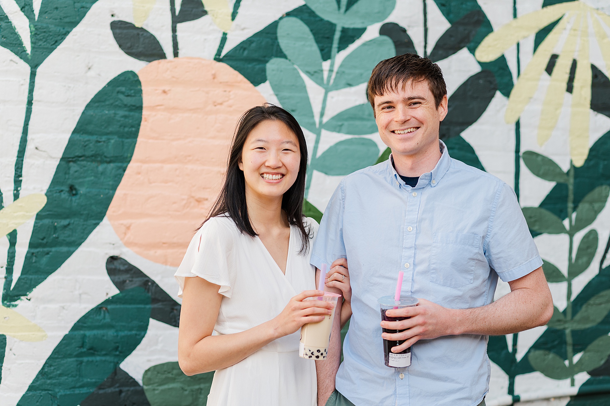 Fun Richmond Engagement Session with Kokee Tea and Carytown Murals