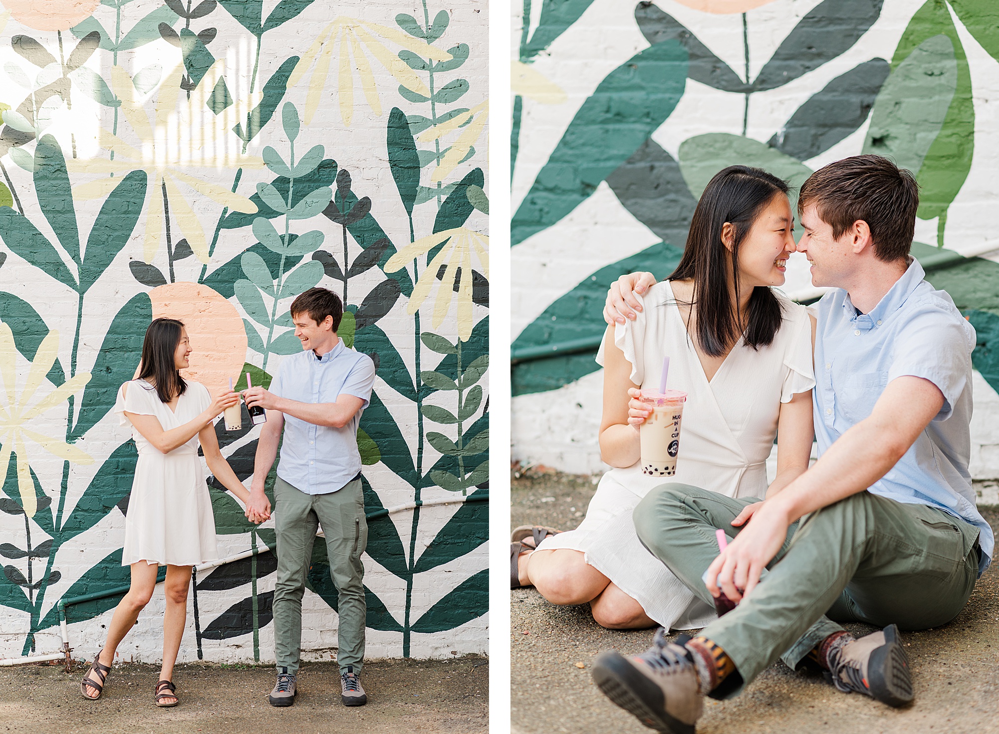 Fun Richmond Engagement Session with Kokee Tea and Carytown Murals