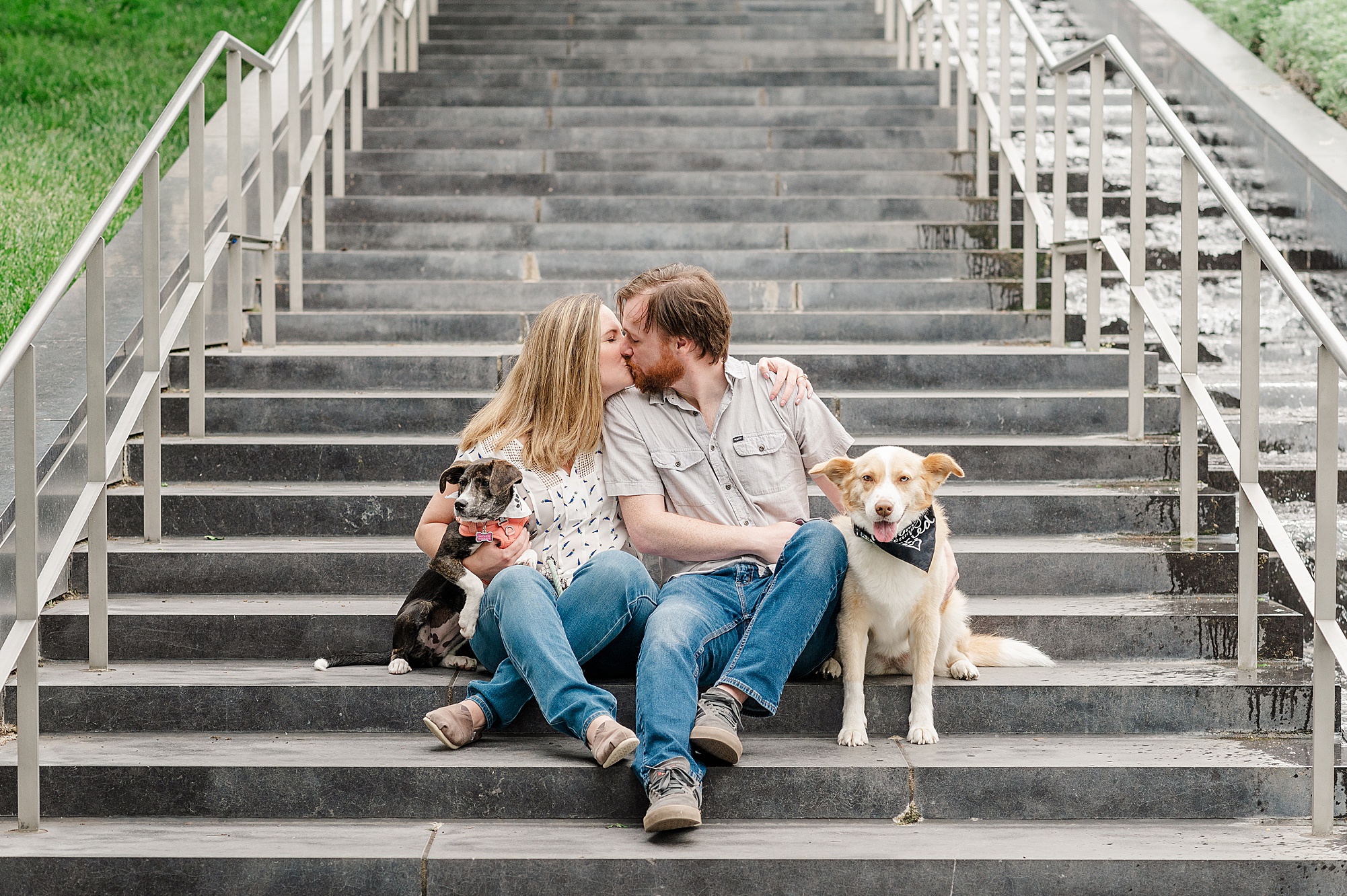 Couple and Dog Photos at Downtown Richmond Engagement Session