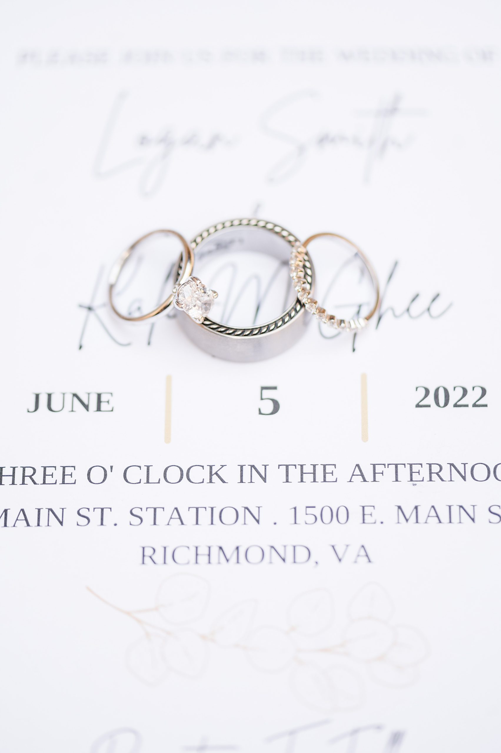 Ring Detail Photos at Main Street Station Wedding