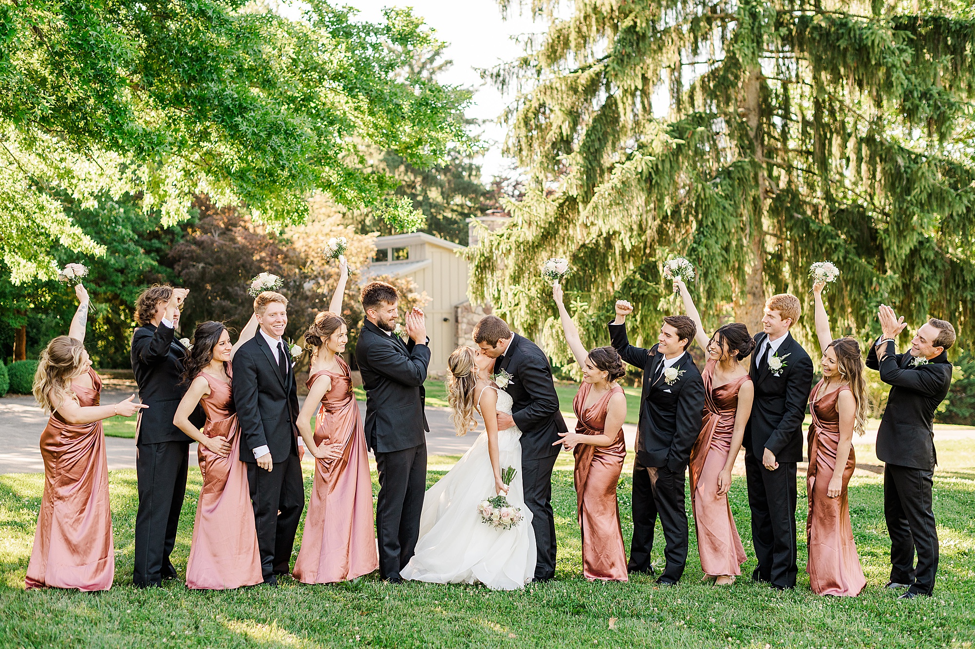 Bridal Party Photos at Summer Virginia Tech Wedding