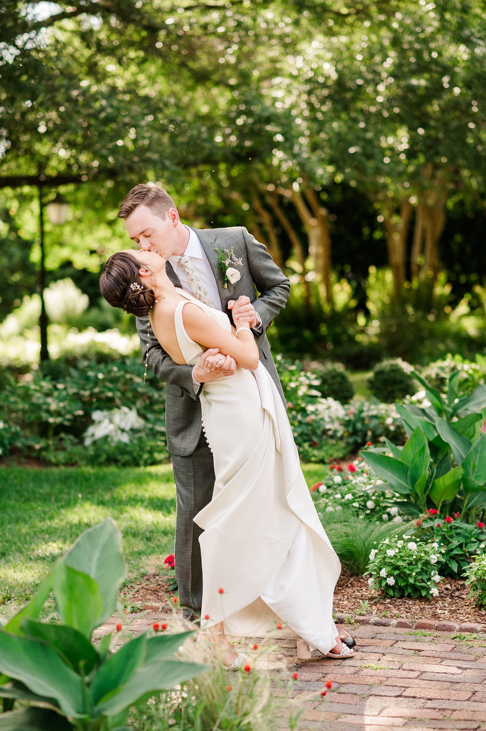Bride and Groom Portraits at Lewis Ginter Botanical Wedding