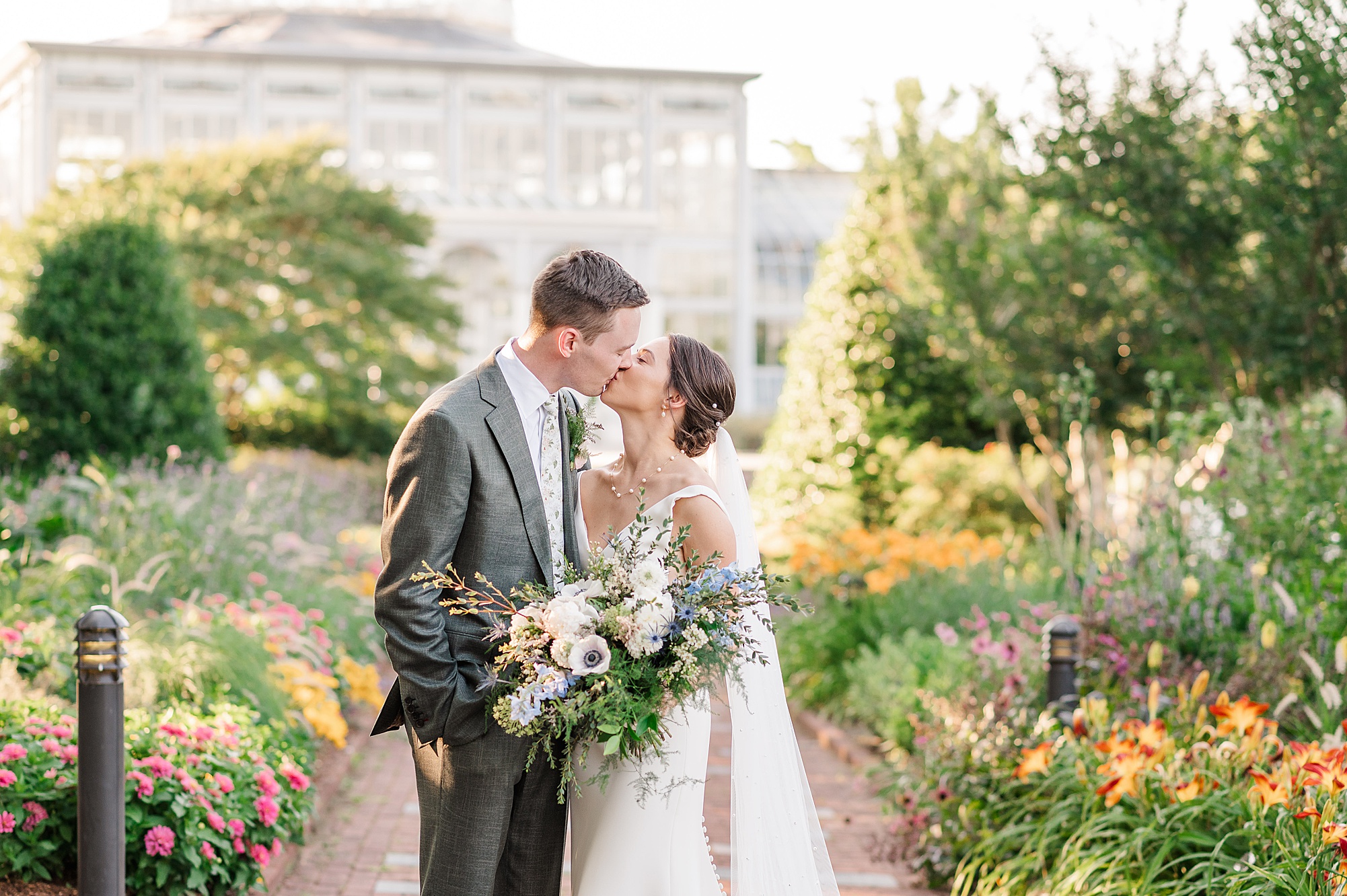 Bride and Groom Photos at Lewis Ginter Botanical Wedding