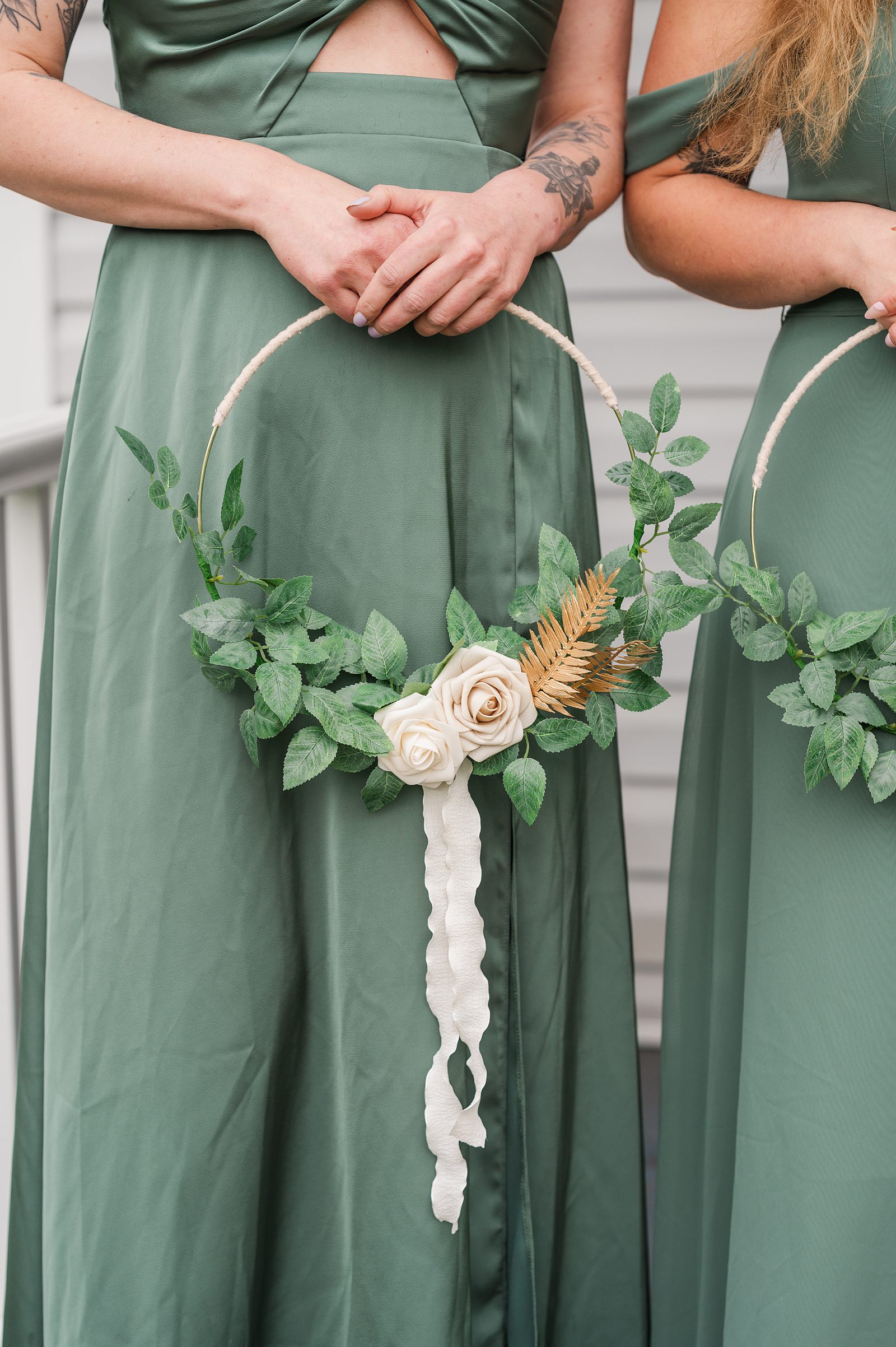 Handmade Floral Hoops for Bridesmaids at Spring Richmond Wedding