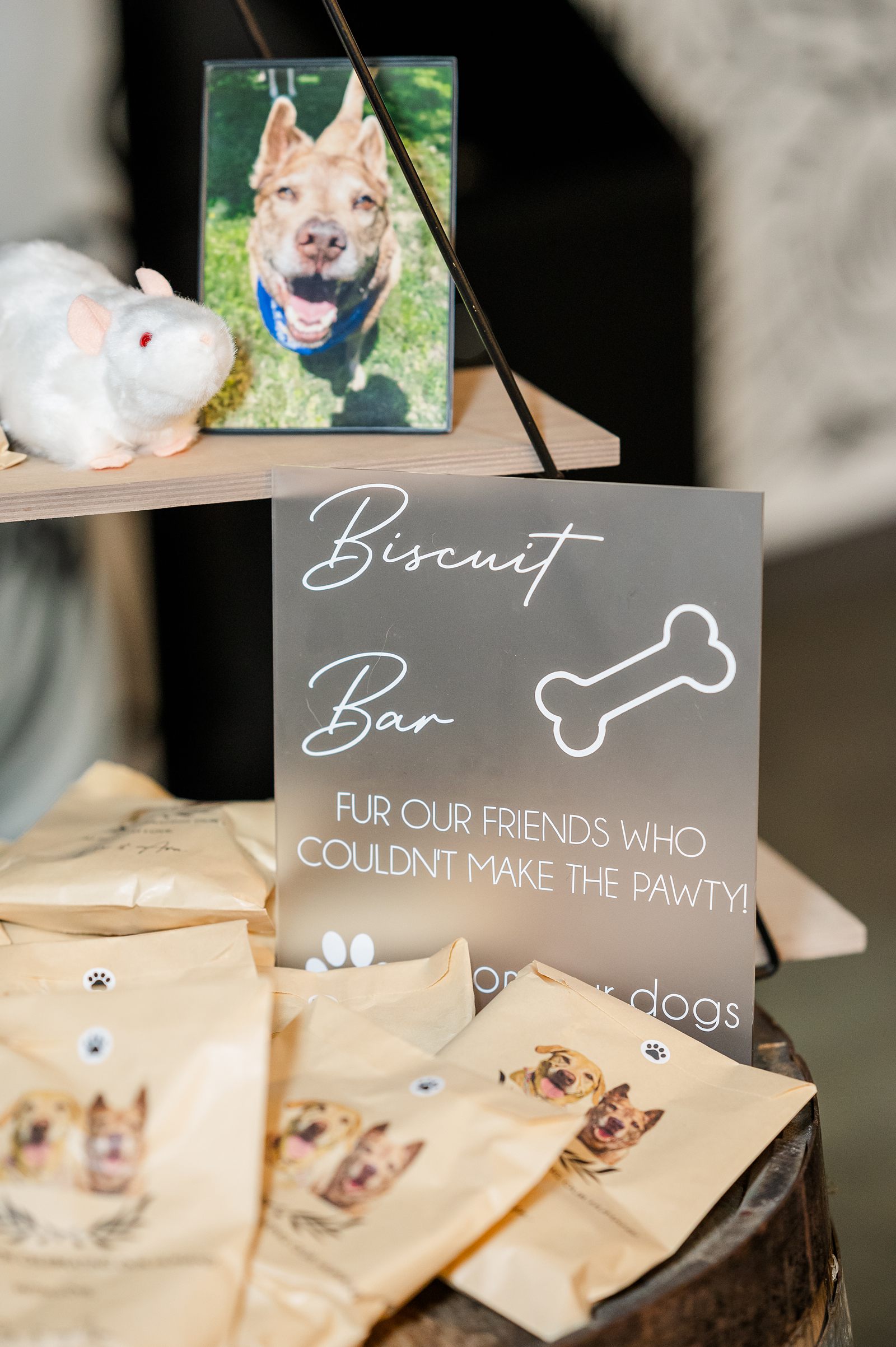 Dog Treat Wedding Favors and Reception Decor at Triple Crossing Beer Wedding. Richmond Wedding Photographer Kailey Brianne Photography