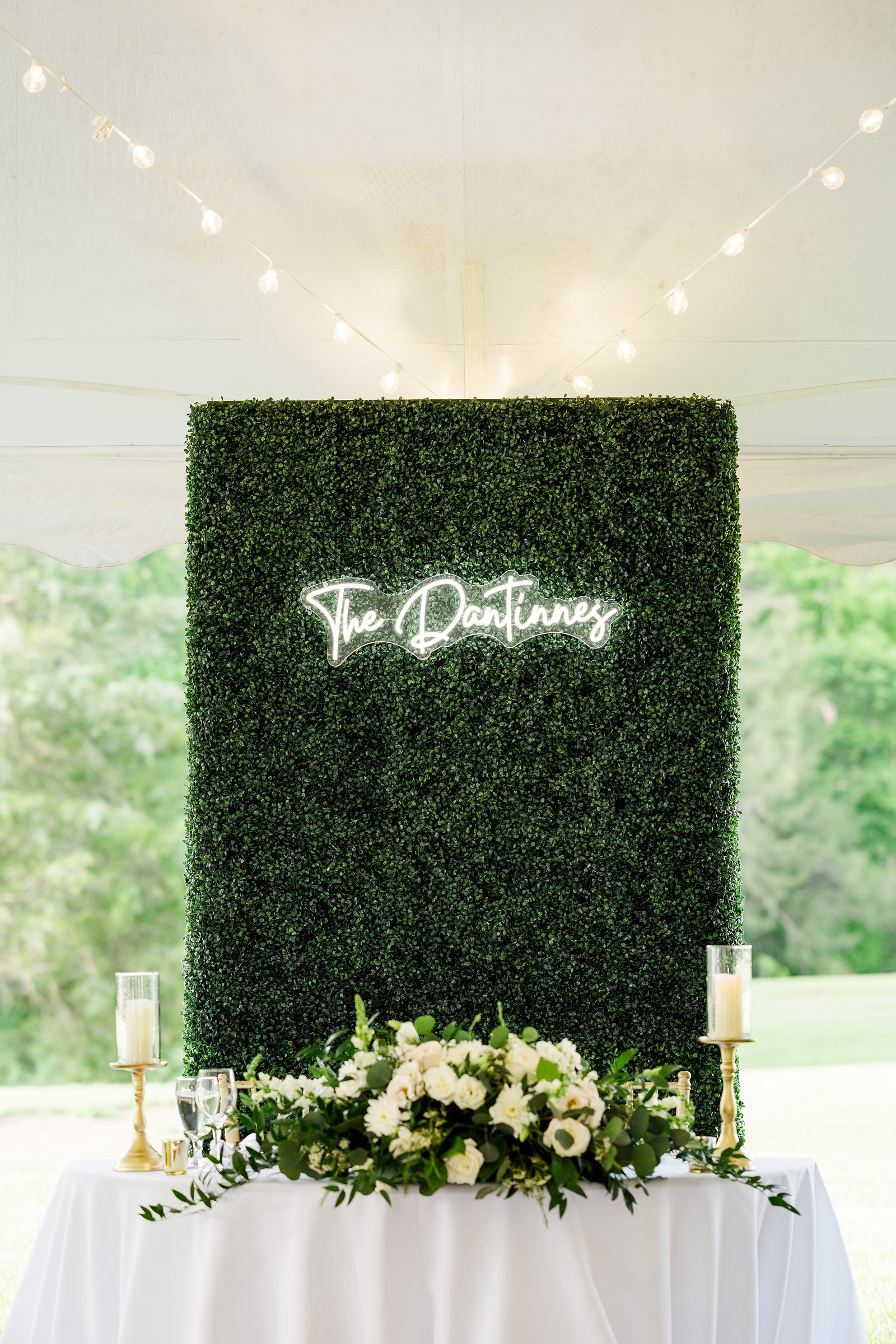 Custom Neon sign with name of the bride and groom reception decor for spring virginia wedding reception 