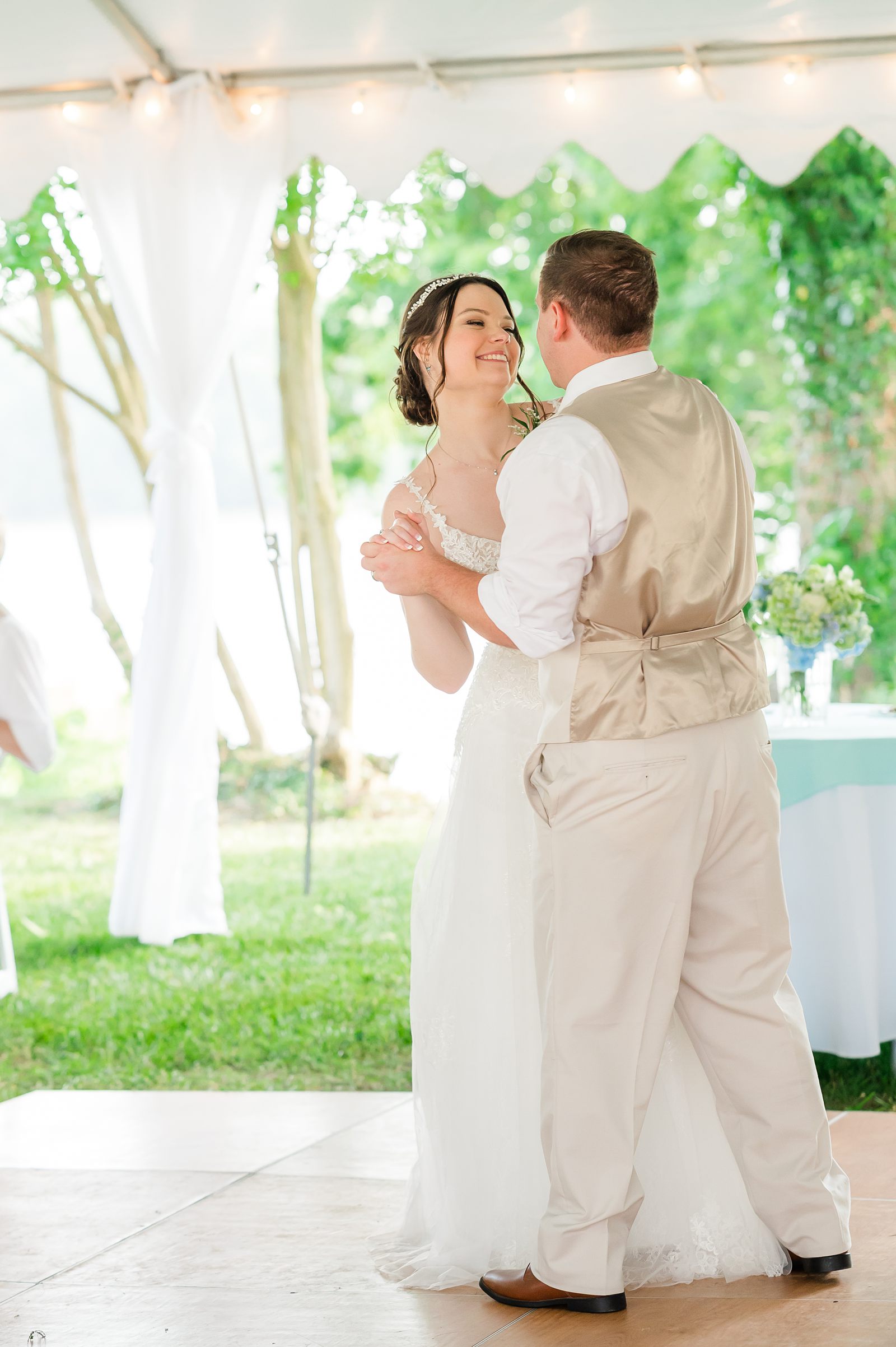 Bride and Groom First Dance at Summer Belle Grove Wedding Reception