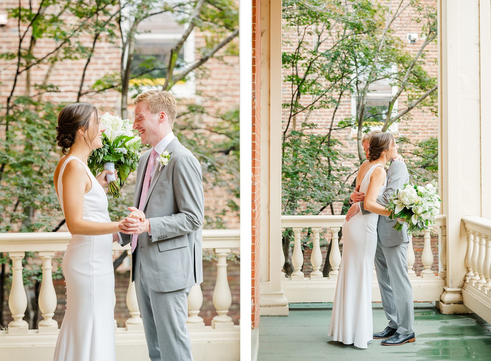 First Look During Intimate Richmond Wedding at Pace King Mansion