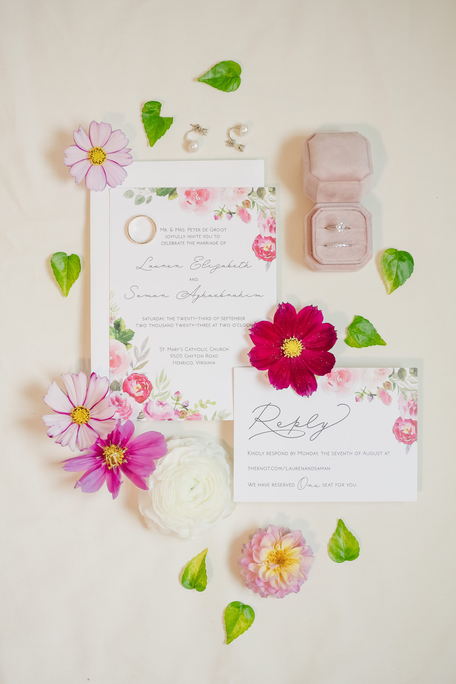 Bridal Details and Invitation Suite for Fall Hermitage Country Club Wedding