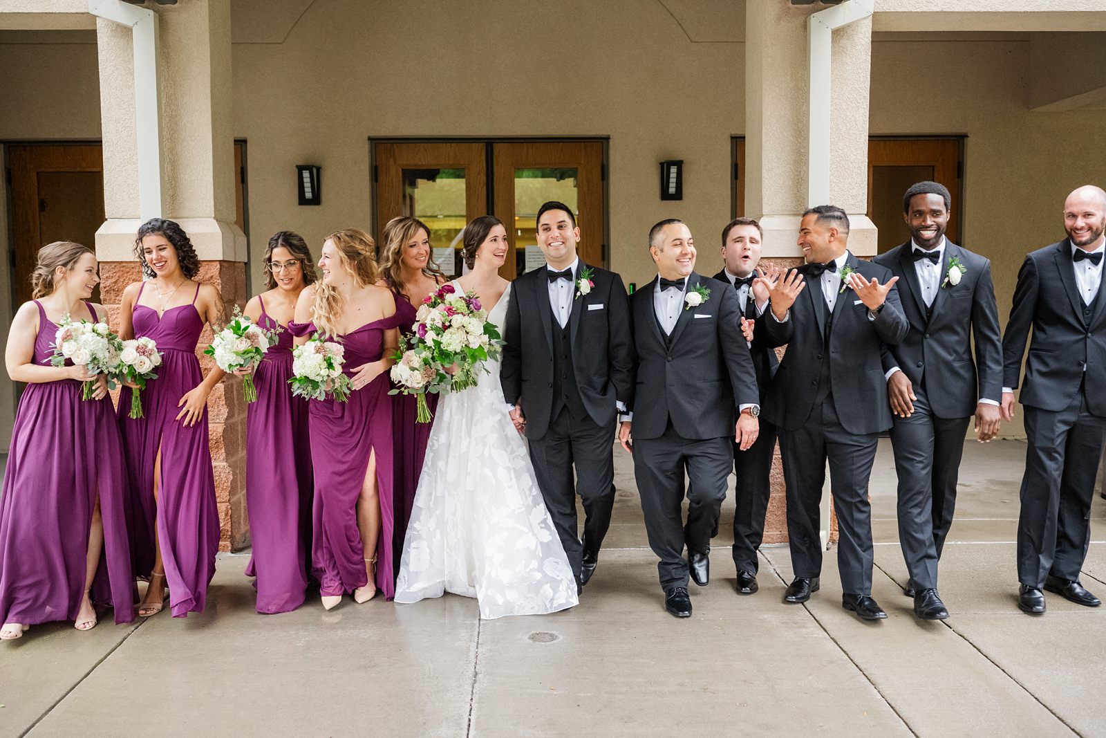 Wedding Party Portraits at Fall Hermitage Country Club Wedding 
