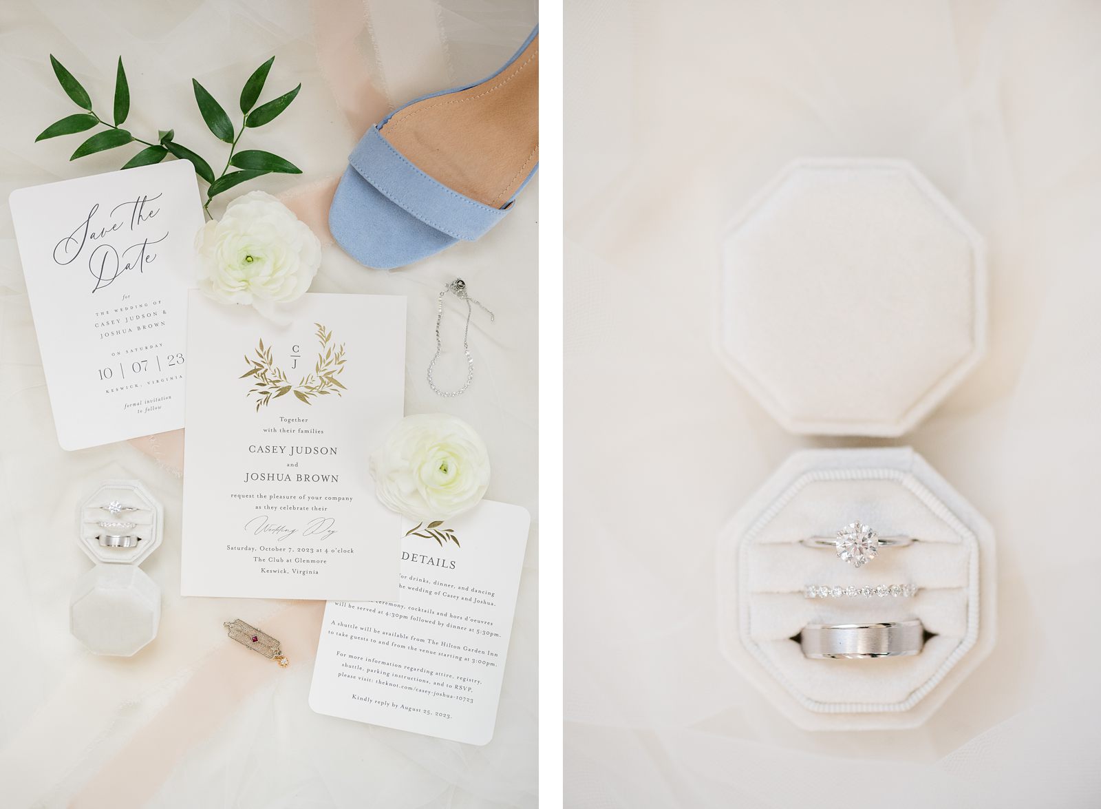 Bridal Details and Invitation Suite at fall club at glenmore wedding 