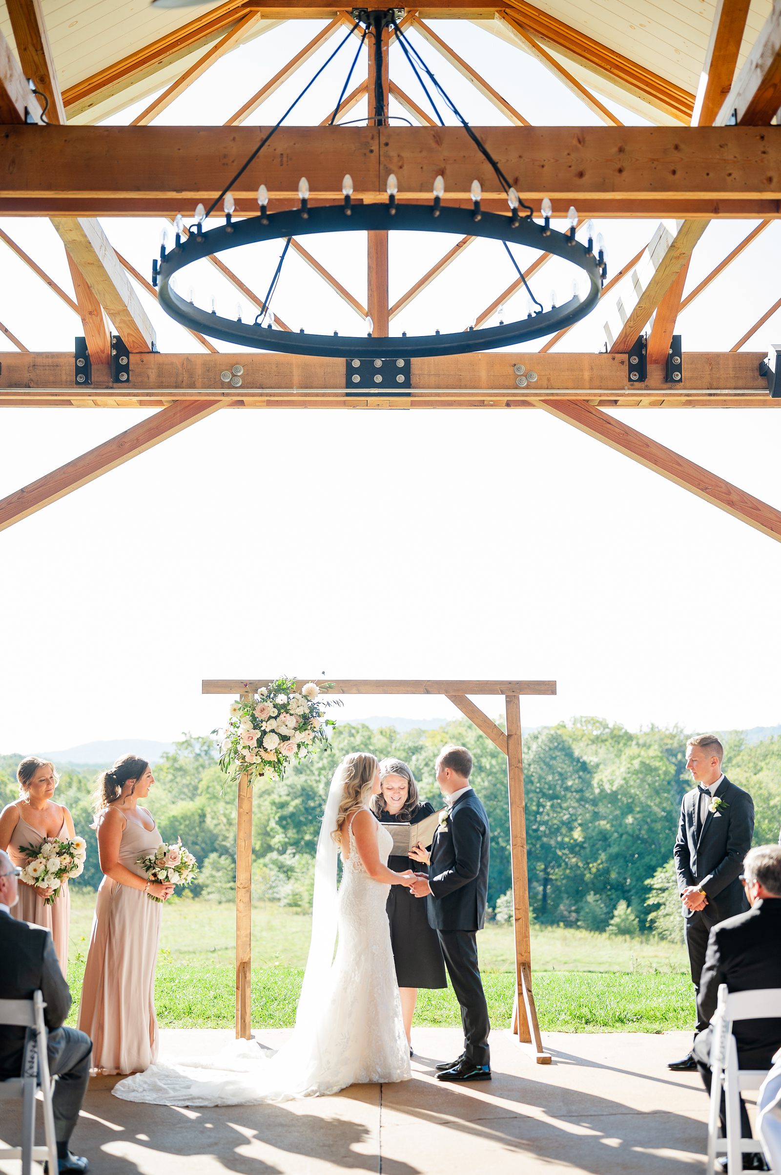 Fall Ceremony overlooking mountains at club at glenmore wedding 