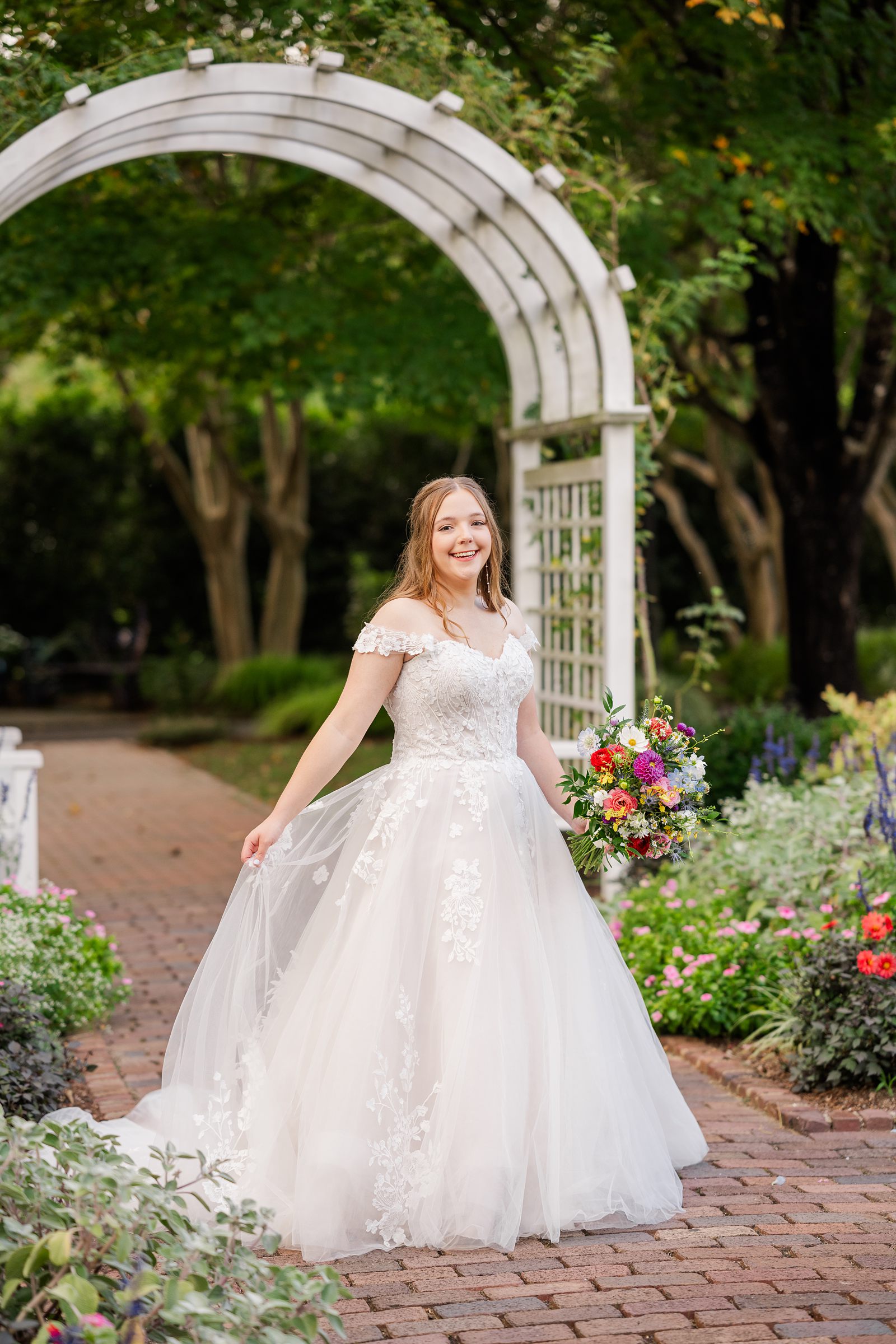 Bridal Portraits in the Garden at Fall Lewis Ginter Wedding 
