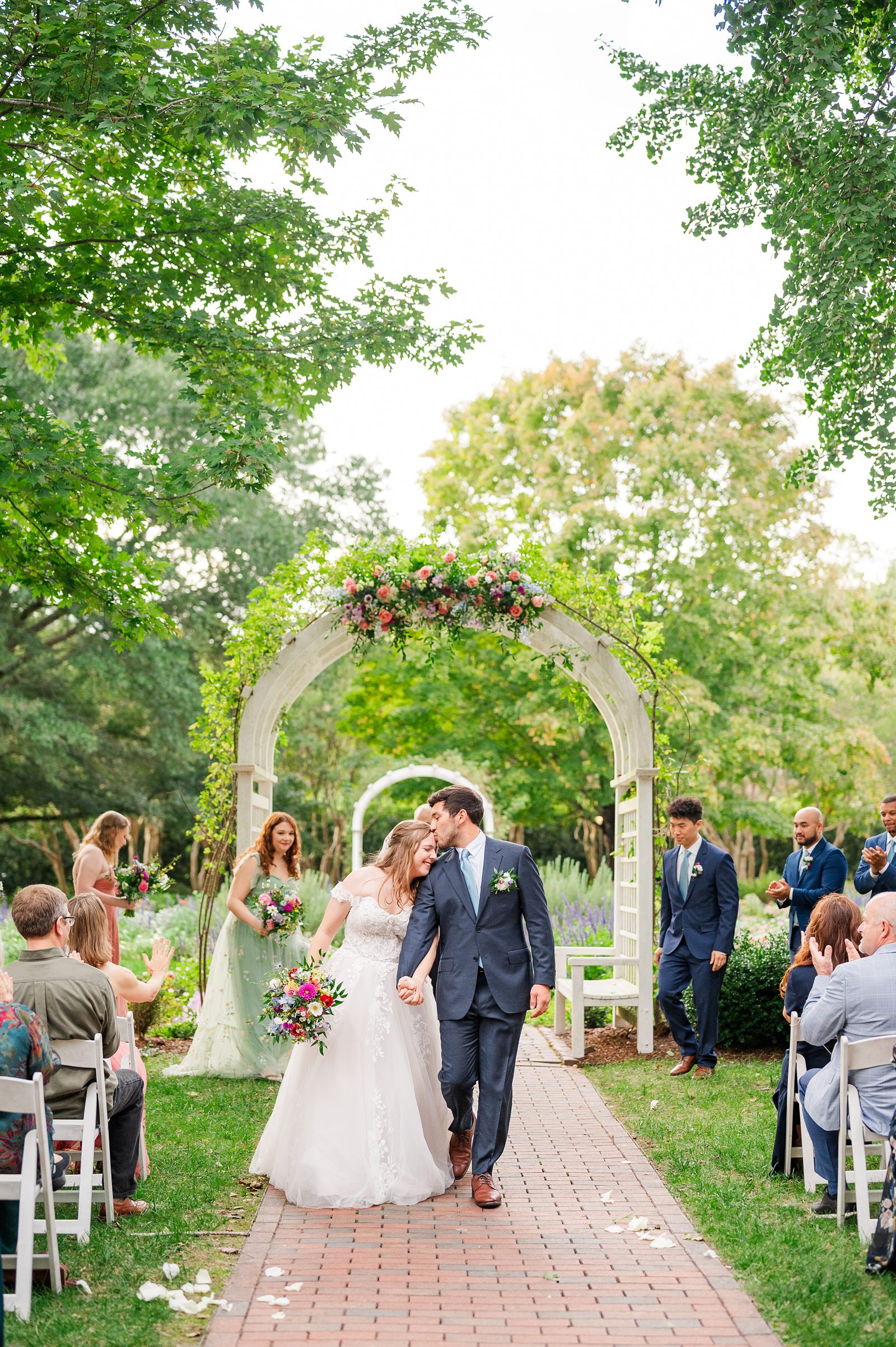 Bride and Groom Ceremony Exit at Fall Lewis Ginter Wedding Ceremony