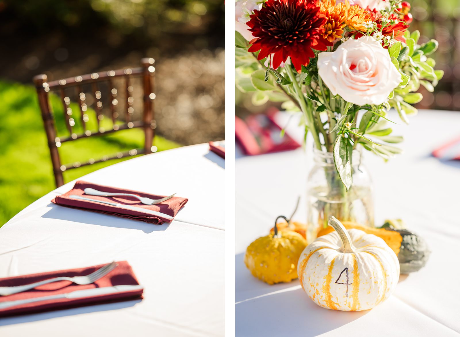 DIY Fall Intimate Wedding Decor at Fall Virginia Cliffe Inn Wedding Reception